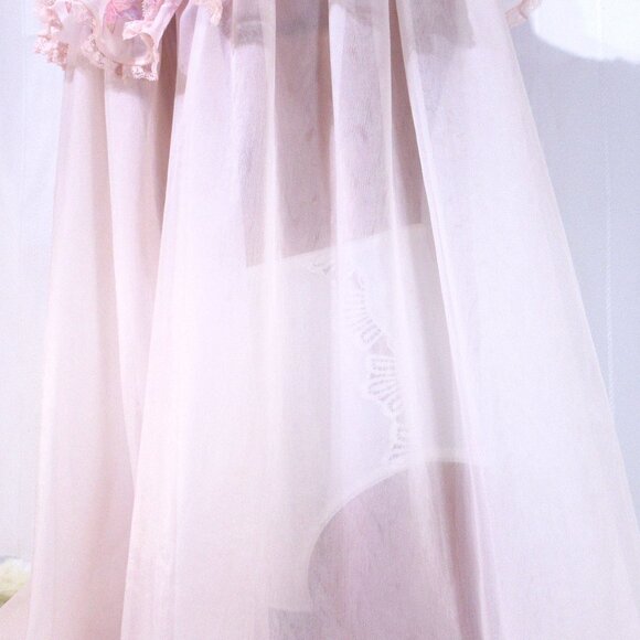 Vintage Lacy Laros Double Nylon Nightie M/L - Picture 7 of 9